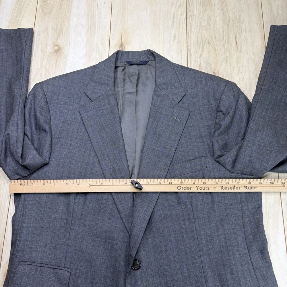 Brooks Brothers Golden Fleece Herringbone Pinstripe Gray Suit Mens 43R 40x28